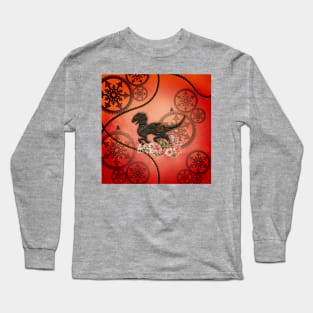 Steampunk creature, gears and flowers Long Sleeve T-Shirt